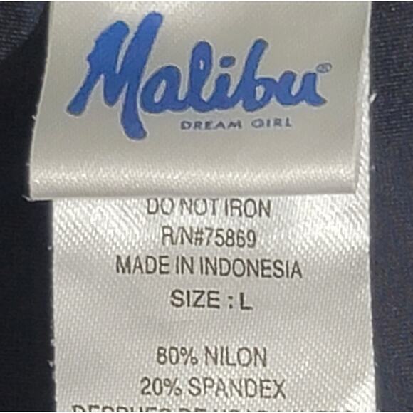 Malibu Black Teal Yellow Cheeky Swim Bottoms Large Belted Lightweight Pull On - Picture 4 of 4